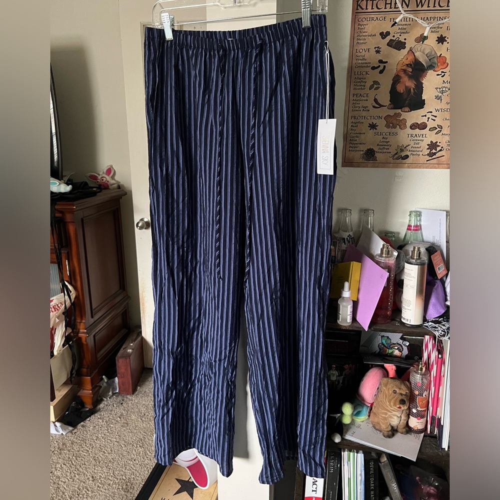WOMENS BLUE STRIPED BEACH PANTS SIENNA SKY XL
